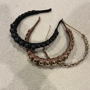Elegant Black, Brown, & Gold Beaded Headbands